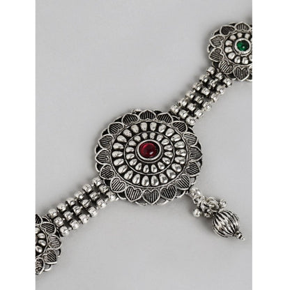 Women's Rose Gold Plated Alloy Necklace & Earings Set (Silver)