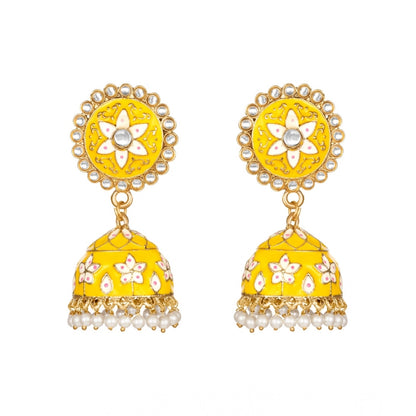 Women's Rose Gold Plated Alloy Earrings (Yellow)