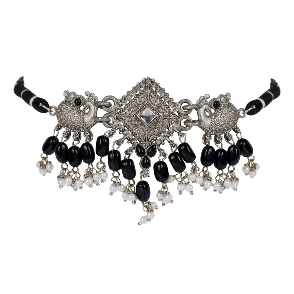 Women's Rose Gold Plated Alloy Necklace & Earings Set (Silver)