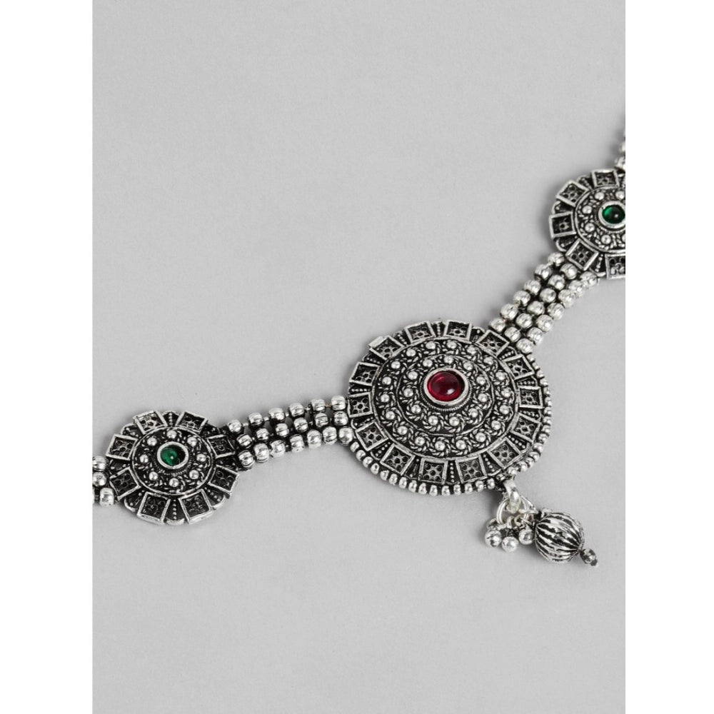 Women's Rose Gold Plated Alloy Necklace & Earings Set (Silver)