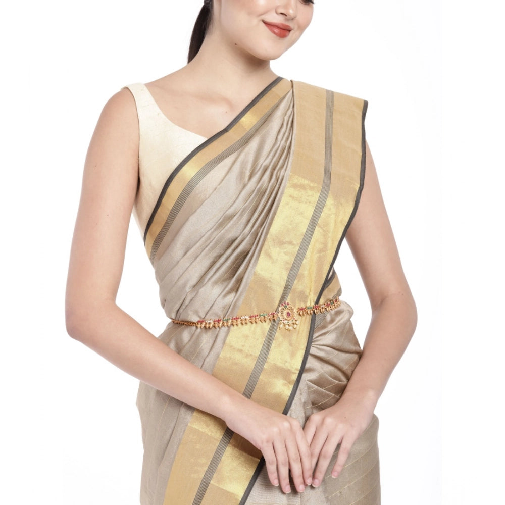 Women's Rose Gold Plated Alloy Hip Belt Kamarband (Red & Green)