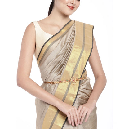 Women's Rose Gold Plated Alloy Hip Belt Kamarband (Red & Green)