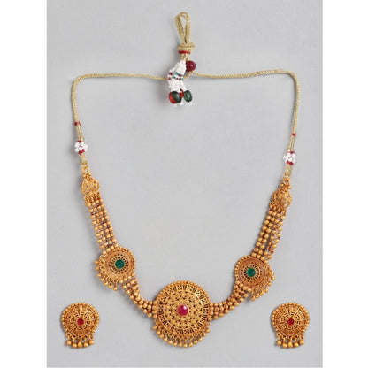 Women's Rose Gold Plated Alloy Necklace & Earings Set (Multicolor)