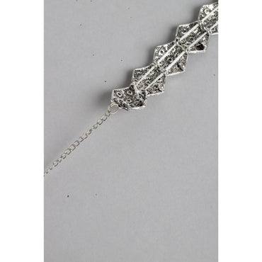 Women's Rose Gold Plated Alloy Choker (Silver & Black)