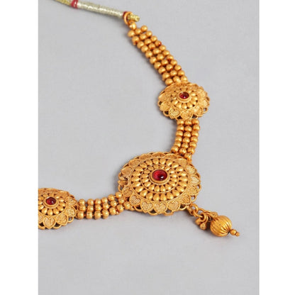 Women's Rose Gold Plated Alloy Necklace & Earings Set (Gold)