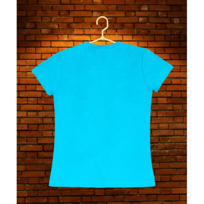 Girl's Casual Short Sleeve Pom Pom Balls Cotton T-Shirt (Blue)