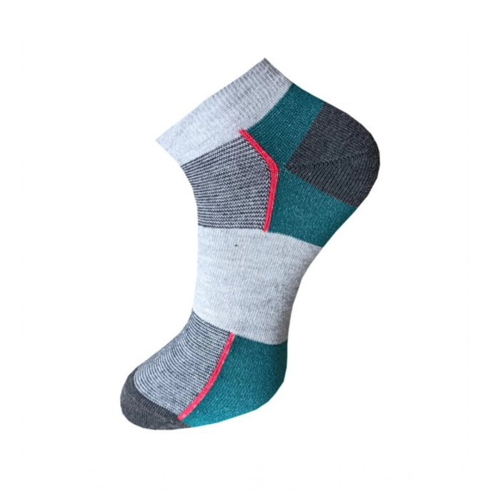 3_Pair Set Unisex Casual Cotton Striped Ankle Length Socks (Multicolor)