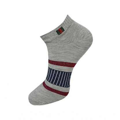 3_Pair Set Unisex Casual Cotton Printed Ankle Length Socks (Multicolor)