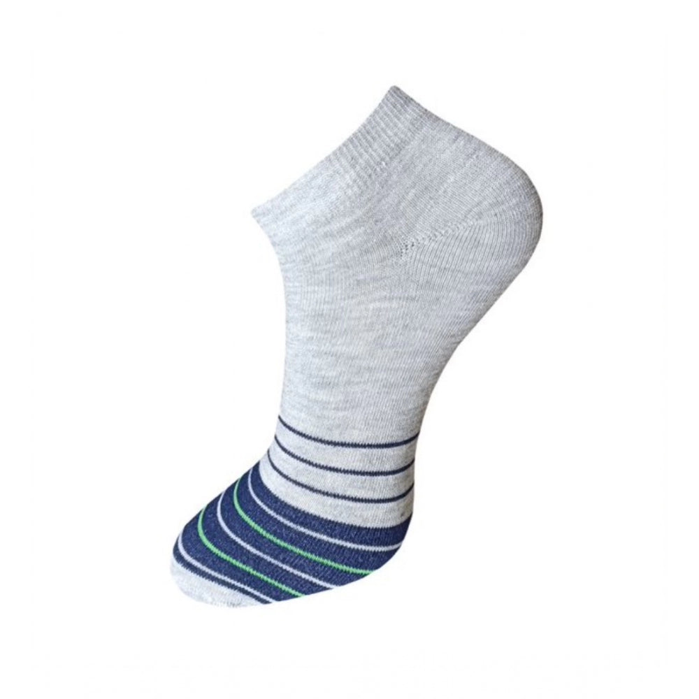 3_Pair Set Unisex Casual Cotton Striped Ankle Length Socks (Multicolor)