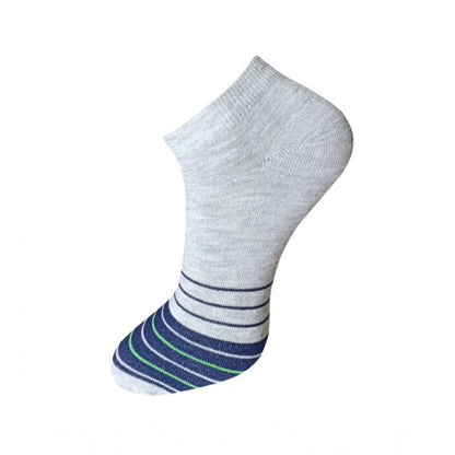 3_Pair Set Unisex Casual Cotton Striped Ankle Length Socks (Multicolor)