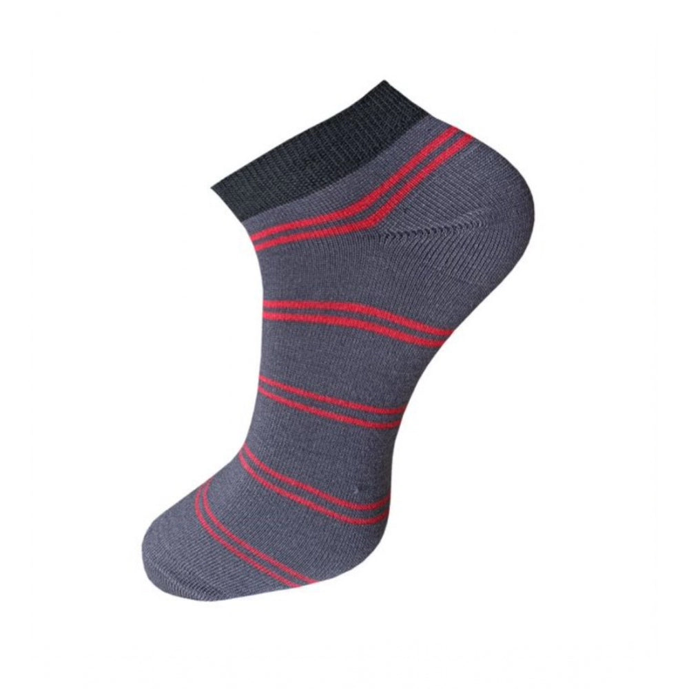 3_Pair Set Unisex Casual Cotton Striped Ankle Length Socks (Multicolor)