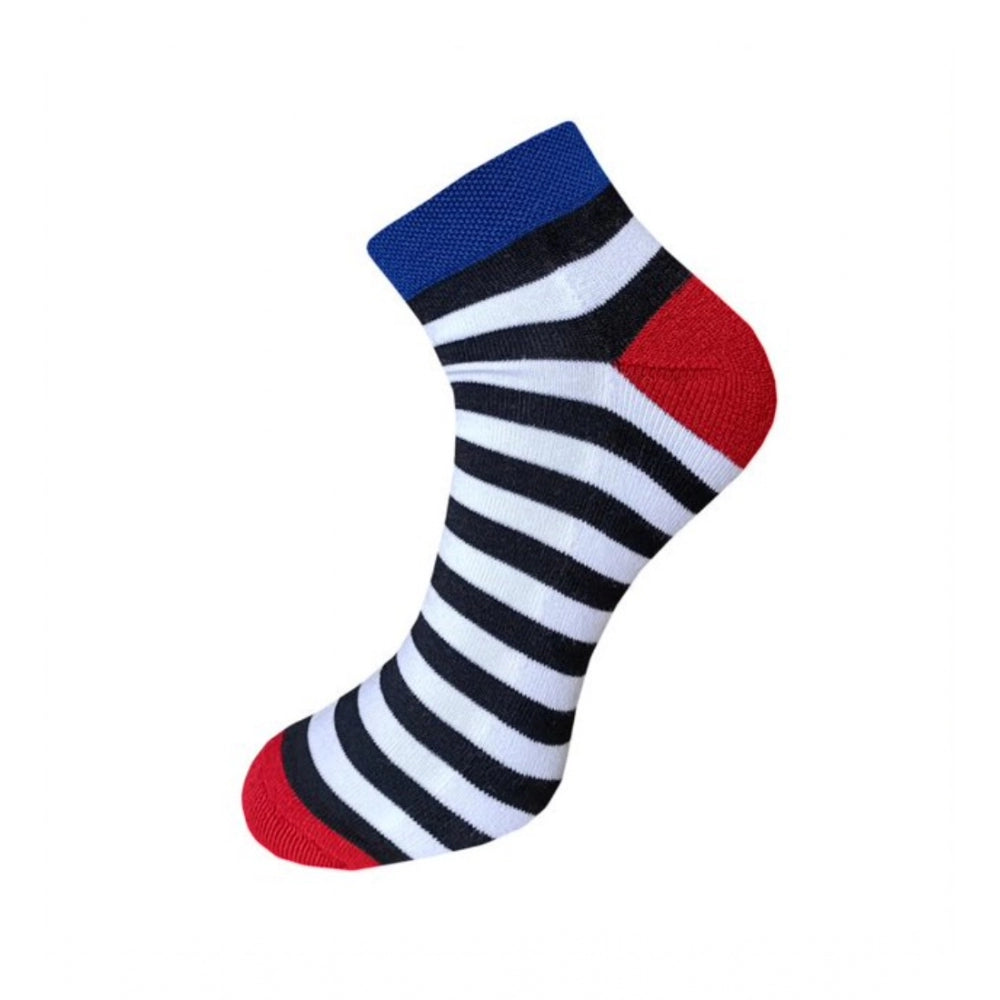 3_Pair Set Unisex Casual Cotton Striped Ankle Length Socks (Multicolor)