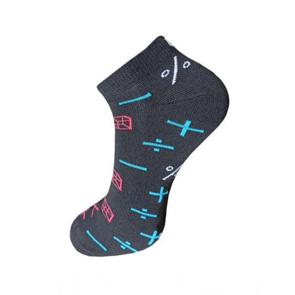 3_Pair Set Unisex Casual Cotton Printed Ankle Length Socks (Multicolor)