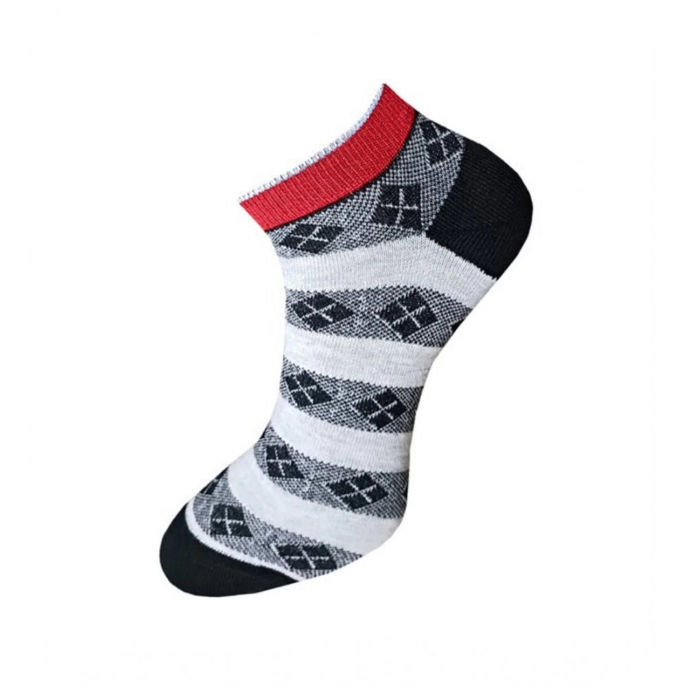 3_Pair Set Unisex Casual Cotton Printed Ankle Length Socks (Multicolor)