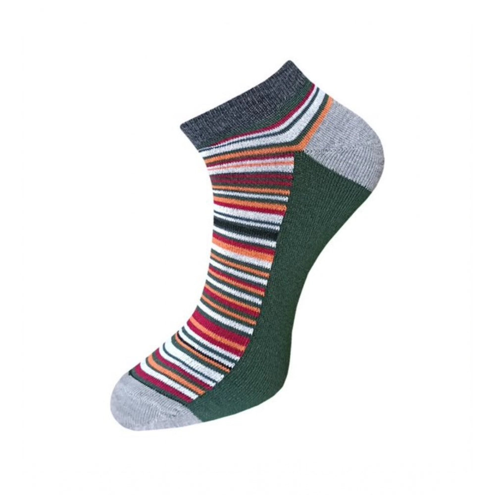 3_Pair Set Unisex Casual Cotton Striped Ankle Length Socks (Multicolor)