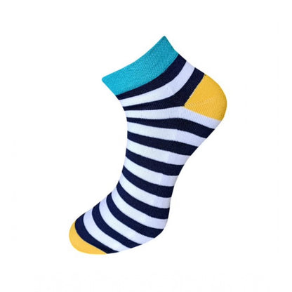 3_Pair Set Unisex Casual Cotton Striped Ankle Length Socks (Multicolor)
