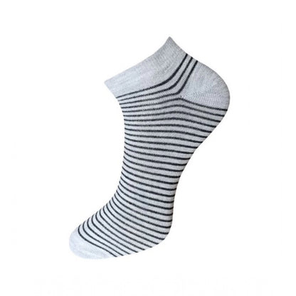 3_Pair Set Unisex Casual Cotton Striped Ankle Length Socks (Multicolor)