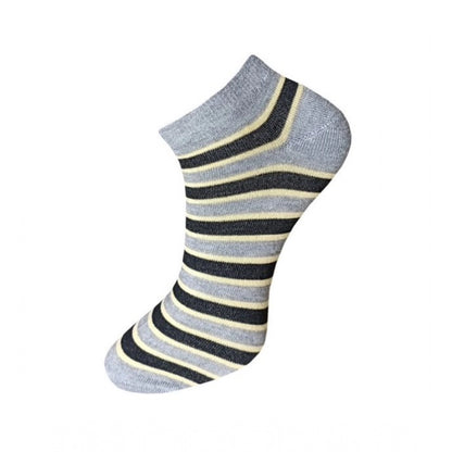 3_Pair Set Unisex Casual Cotton Striped Ankle Length Socks (Multicolor)