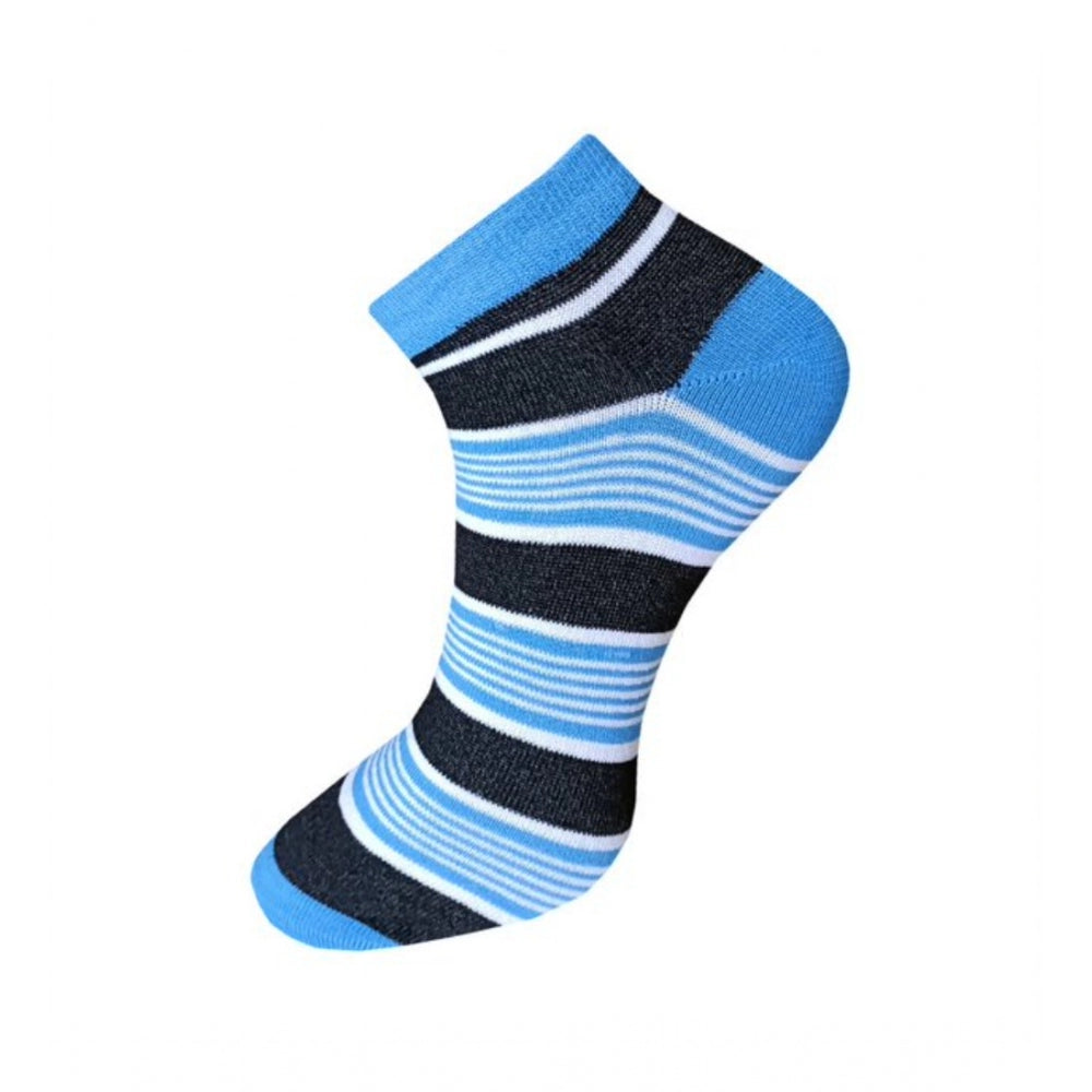 3_Pair Set Unisex Casual Cotton Striped Ankle Length Socks (Multicolor)