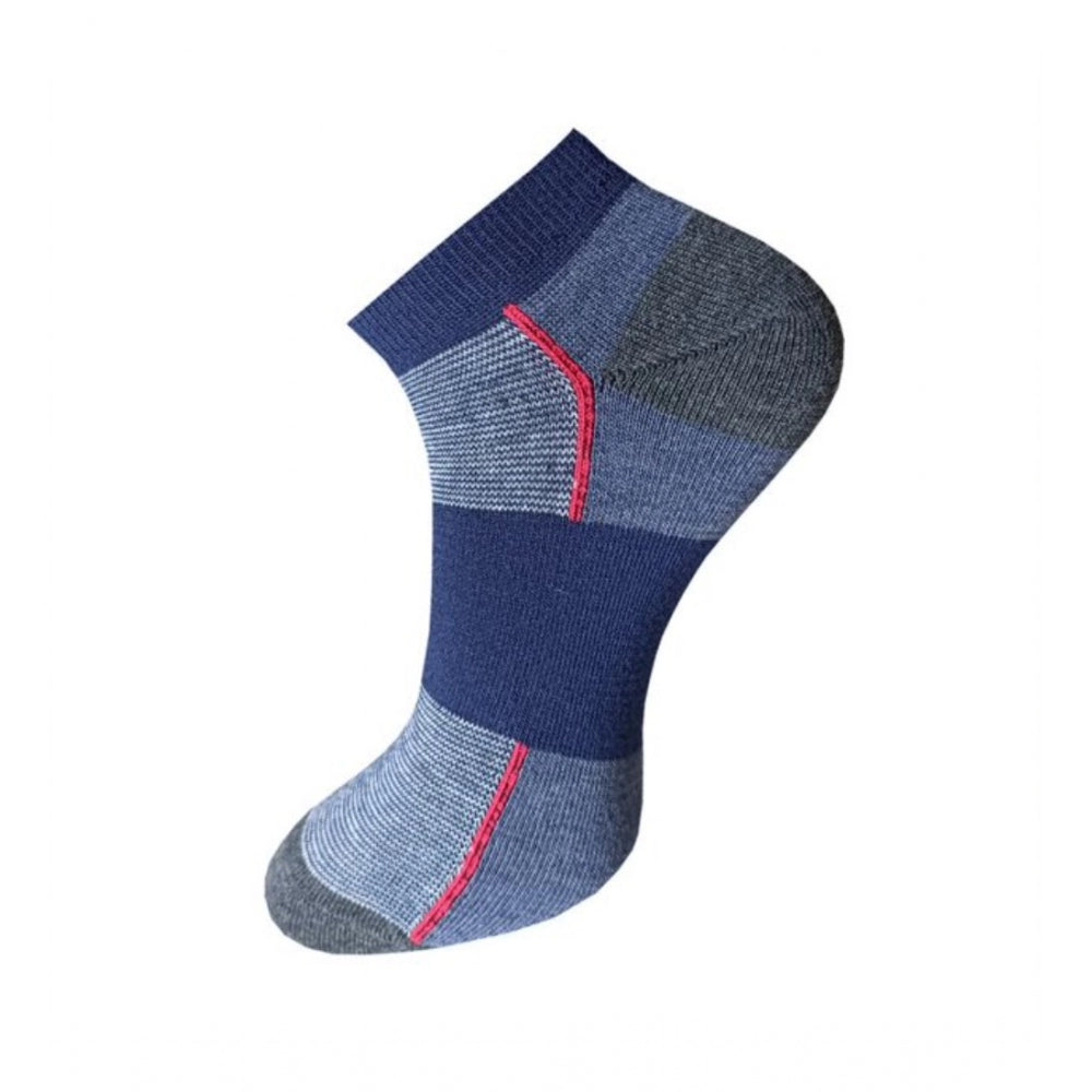 3_Pair Set Unisex Casual Cotton Striped Ankle Length Socks (Multicolor)