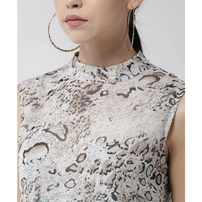 Women's Polyester Printed Sleeveless Above Knee Dress (Multicolor)