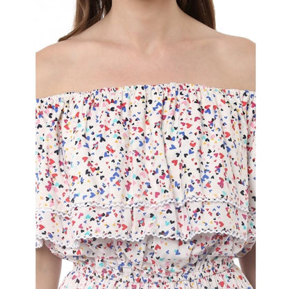 Women's Rayon Floral Half Sleeve Above Knee Dress (Multicolor)