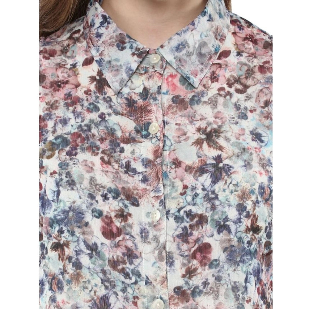 Women's Polyester Chiffon Printed Sleeveless Dress (Multicolor)