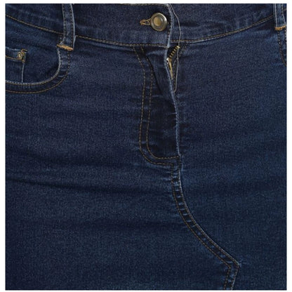 Women's Denim Stitching Pattern Buttoned Skirt (Blue)