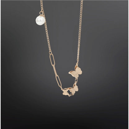 Women's Stainless Steel Butterfly Pendent Delicate Chain (Gold Plated)