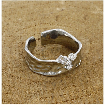 Stainless Steel Silver Polish Freesize Western Finger Ring (Silver Plated)