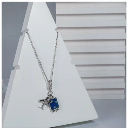 Women's Stainless Steel Airplane Design Pendent Delicate Chain (Silver Plated)