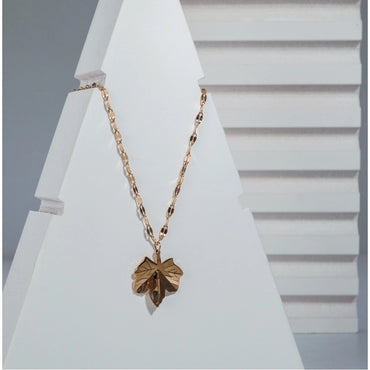 Women's Stainless Steel Leaf Pendent Delicate Chain (Gold Plated)