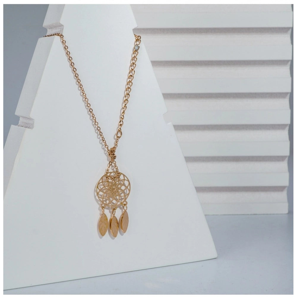 Women's Stainless Steel Dream Catcher Pendent Delicate Chain (Gold Plated)