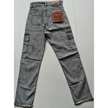 Women's Cotton Blended Solid Cargo Straight Fit (Grey)