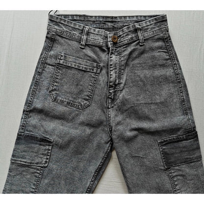 Women's Cotton Blended Solid Cargo Straight Fit (Grey)