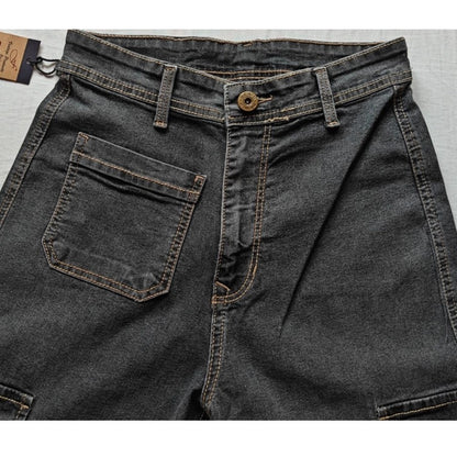 Women's Cotton Blended Solid Cargo Straight Fit (Grey)