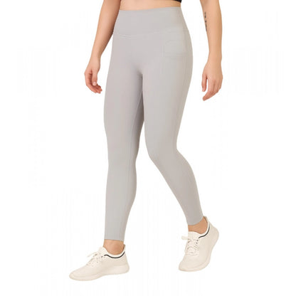 Women's Polyester Solid Ankle length High Waisted Tights (Grey)