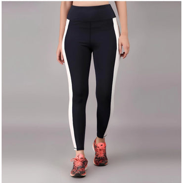 Women's Polyester Solid Ankle length High Waisted Tights (Navy Blue)