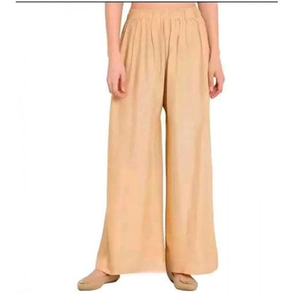 Women's Casual Rayon Solid Ankle Length Palazzo (Golden , Free Size)