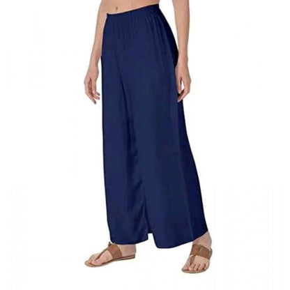 Women's Casual Rayon Solid Ankle Length Palazzo (Navy Blue , Free Size)