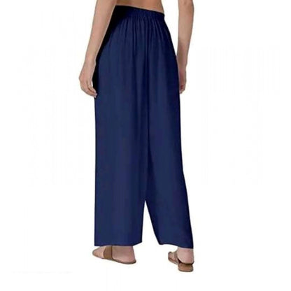 Women's Casual Rayon Solid Ankle Length Palazzo (Navy Blue , Free Size)