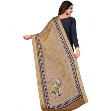 Women's chanderi silk  Printed Shawl (Beige, Length: 2 Mtr)