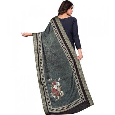 Women's chanderi silk  Printed Shawl (Black, Length: 2 Mtr)