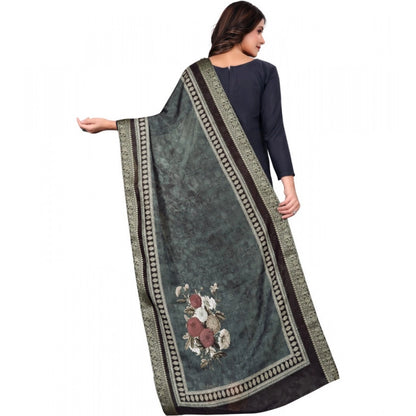 Women's chanderi silk  Printed Shawl (Black, Length: 2 Mtr)