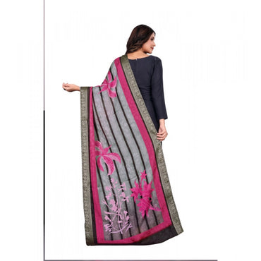 Women's chanderi silk  Printed Shawl (Black, Length: 2 Mtr)