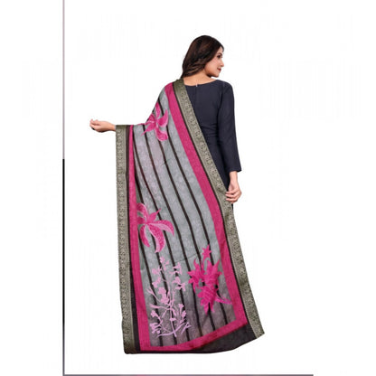 Women's chanderi silk  Printed Shawl (Black, Length: 2 Mtr)