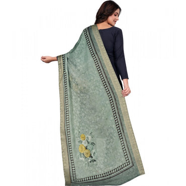 Women's chanderi silk  Printed Shawl (Green, Length: 2 Mtr)