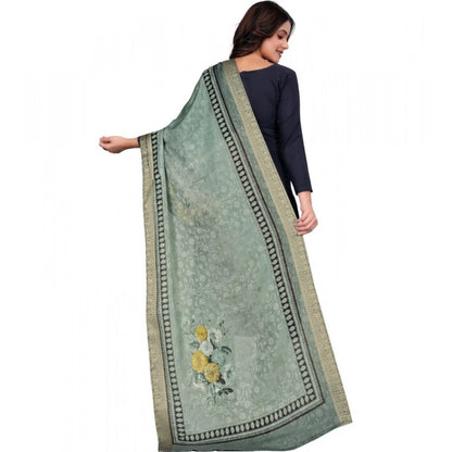 Women's chanderi silk  Printed Shawl (Green, Length: 2 Mtr)
