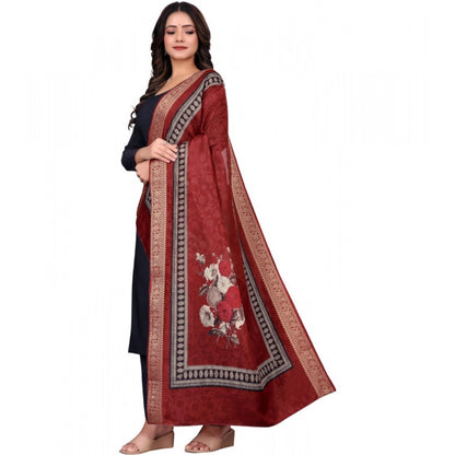 Women's chanderi silk  Printed Shawl (Maroon, Length: 2 Mtr)
