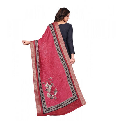 Women's chanderi silk  Printed Shawl (Red, Length: 2 Mtr)